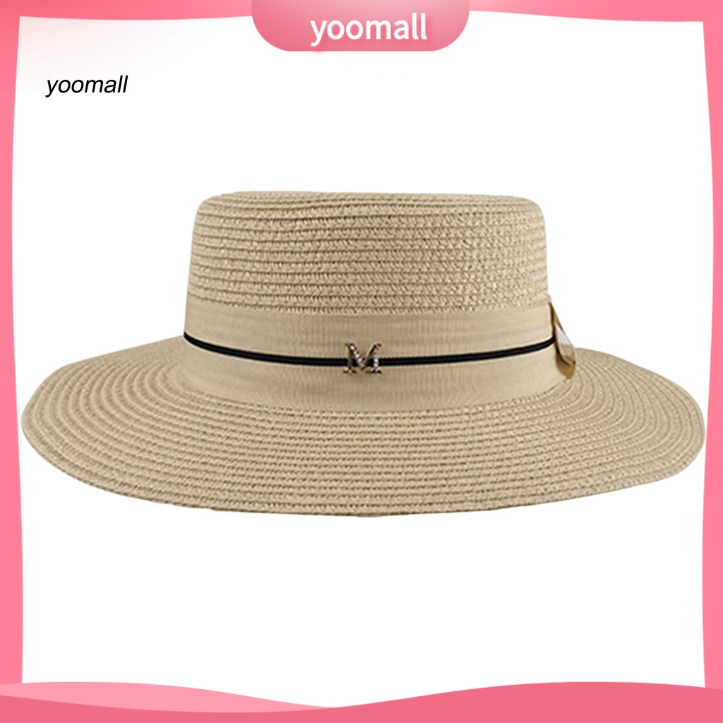 Nón Cối Rộng Vành Hoạ Tiết Chữ M Thời Trang Đi Biển Mùa Hè Cho Phái Nữ