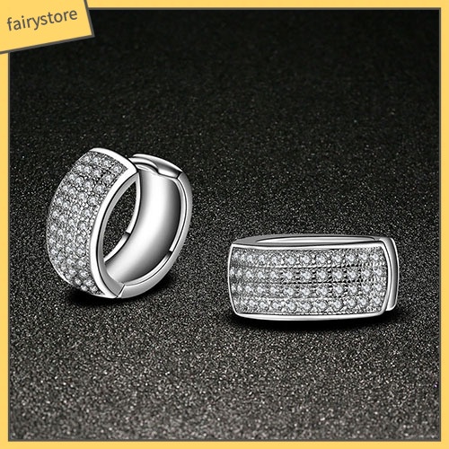 Bông Tai Tròn Đính Đá Zircon Lấp Lánh Dành Cho Nữ