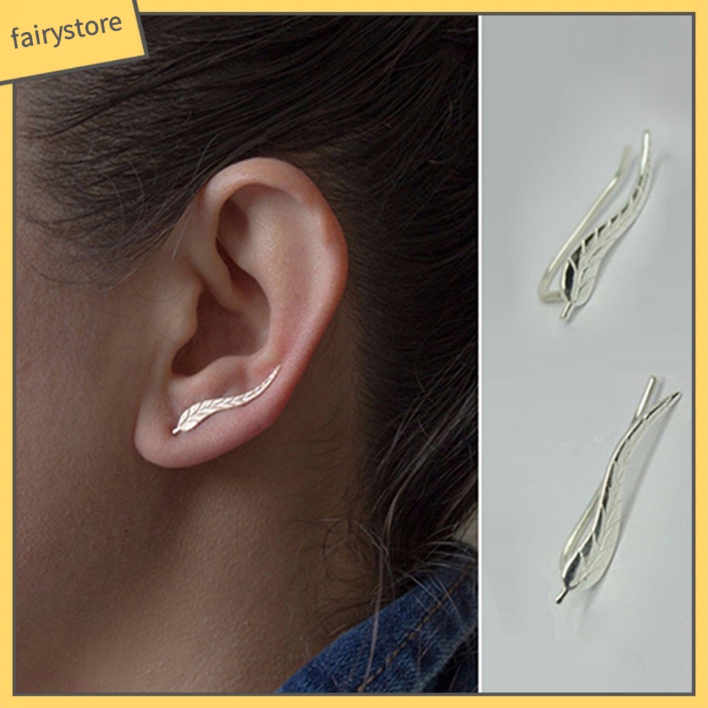 1 Đôi Bông Tai Hình Chiếc Lá Bằng Hợp Kim Thời Trang Dành Cho Nữ