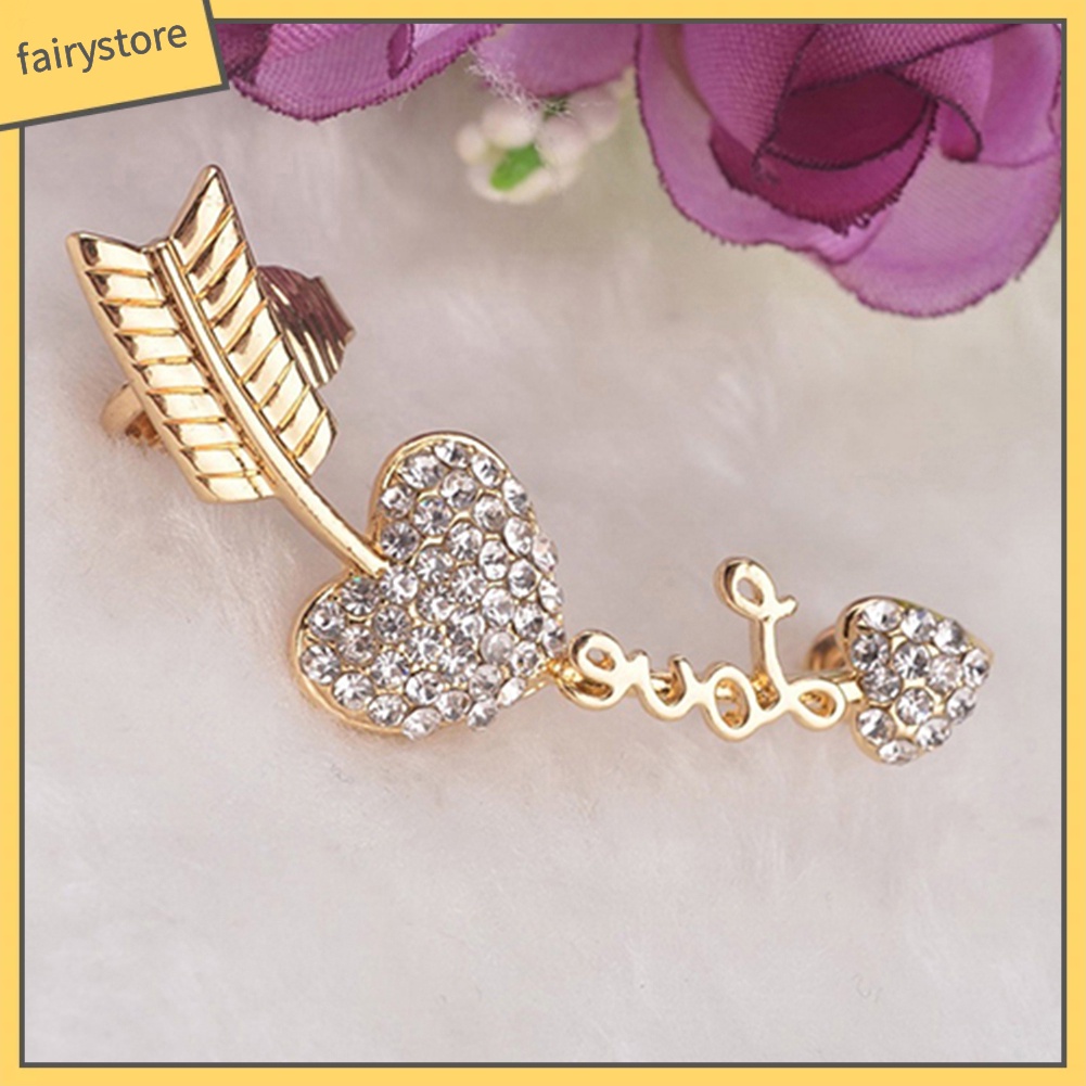 1 Khuyên Vành Tai Hình Mũi Tên / Trái Tim Đính Đá Thời Trang Cho Nữ