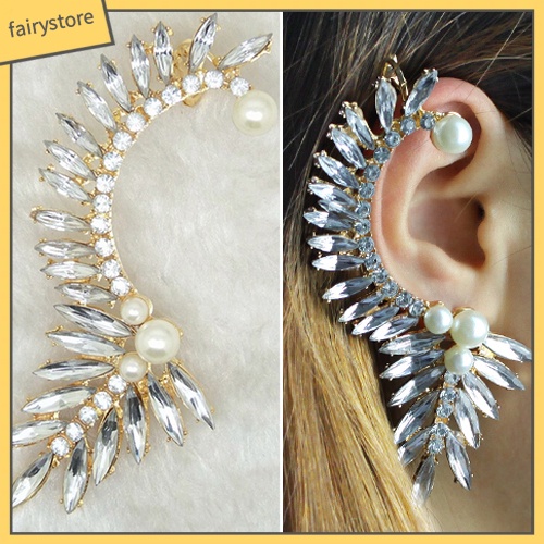 Khuyên Vành Tai Đính Đá Và Ngọc Trai Giả Thời Trang Thanh Lịch Dành Cho Nữ