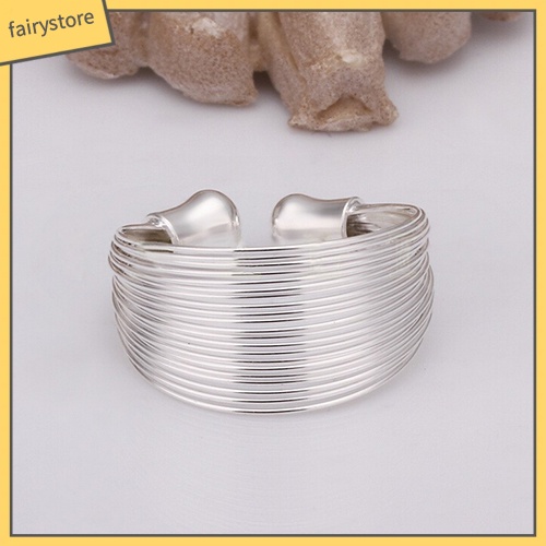 Nhẫn Hở Mạ Bạc Nhiều Lớp Có Thể Điều Chỉnh Kích Thước Thời Trang Cho Nữ