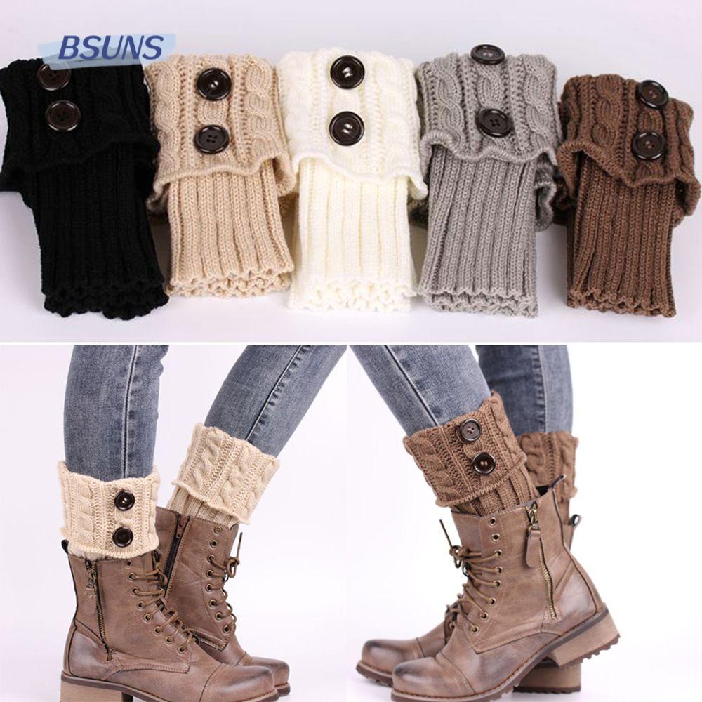 Vớ Ống Chân Giữ Ấm Kiểu Gợn Sóng Phối Nút Thời Trang Cho Nữ