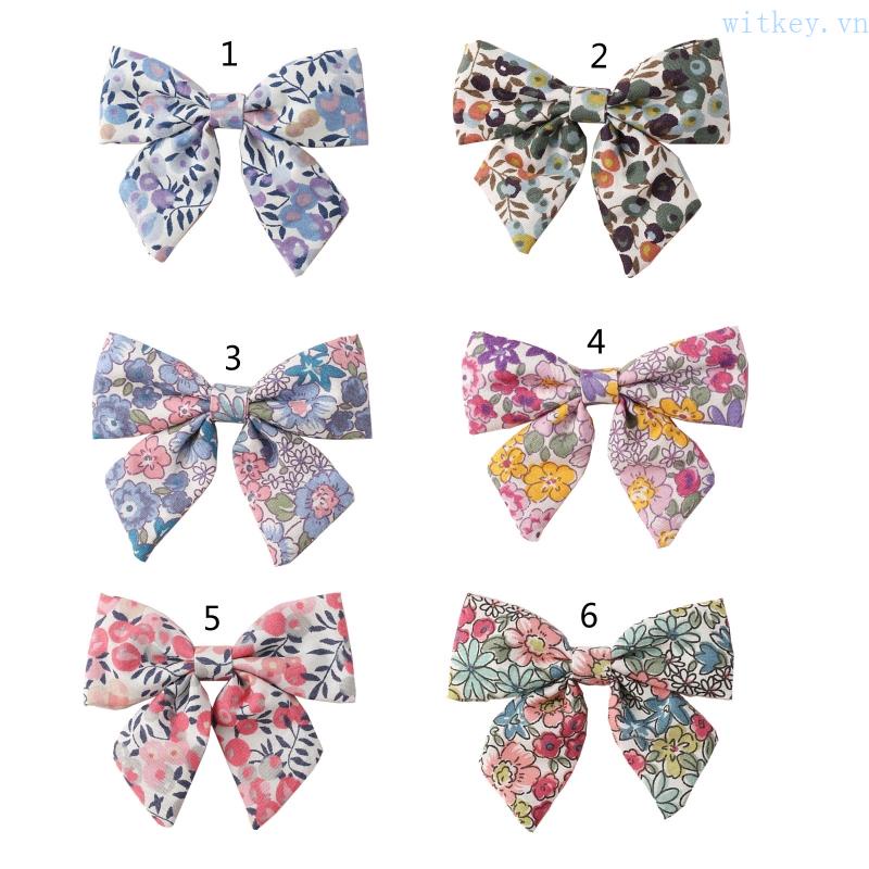 Kẹp Tóc Nơ In Họa Tiết Hoa Xinh Xắn Cho Bé Gái