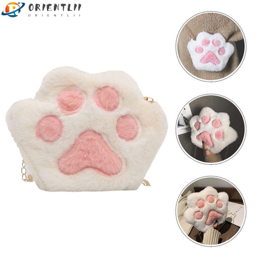 Túi Đeo Chéo Hình Chân Mèo Nhồi Bông Đáng Yêu