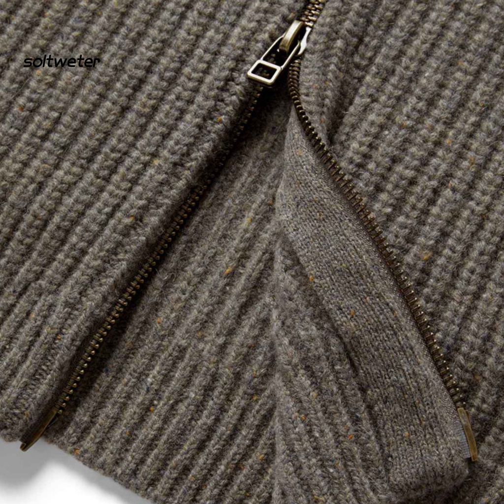 St Áo Khoác Sweater Mùa Đông Bằng Polyester Siêu Mềm Màu Trơn Cài Khóa Kéo Và Túi Giữ Ấm Mùa Đông Cho Nam