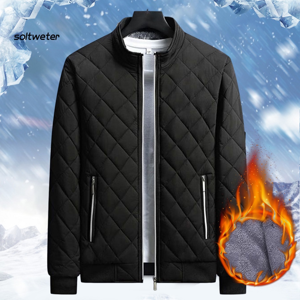 Áo Khoác Bomber Lót Cotton Màu Trơn Chống Lạnh Plus Size Cho Nam