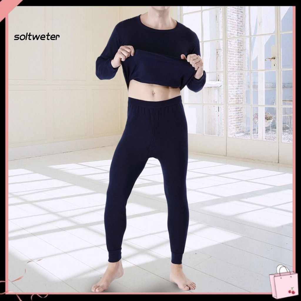 Bộ Đồ Lót 2 Mảnh Gồm Áo Cổ Thuyền Tay Dài Vải Lông Dày Dặn Lưng Cao Co Giãn Chống Dầu Mỡ Độ Co Giãn Cao Cho Nam