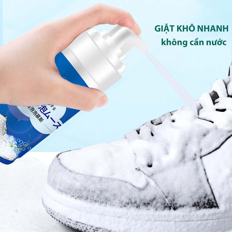Chai xịt tẩy trắng giày dép, chai/lọ giặt vệ sinh giày dép, dung dịch chà giặt khô lau làm sạch vệ sinh giầy dép