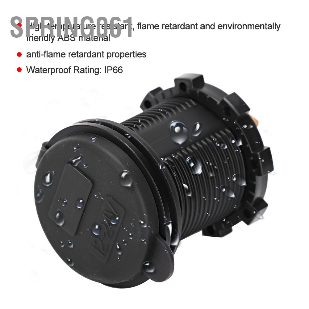 Spring061 Cổng USB Bộ sạc ô tô Hiển thị điện áp Vôn kế Nguồn xe IP66 Chống nước 2.1A