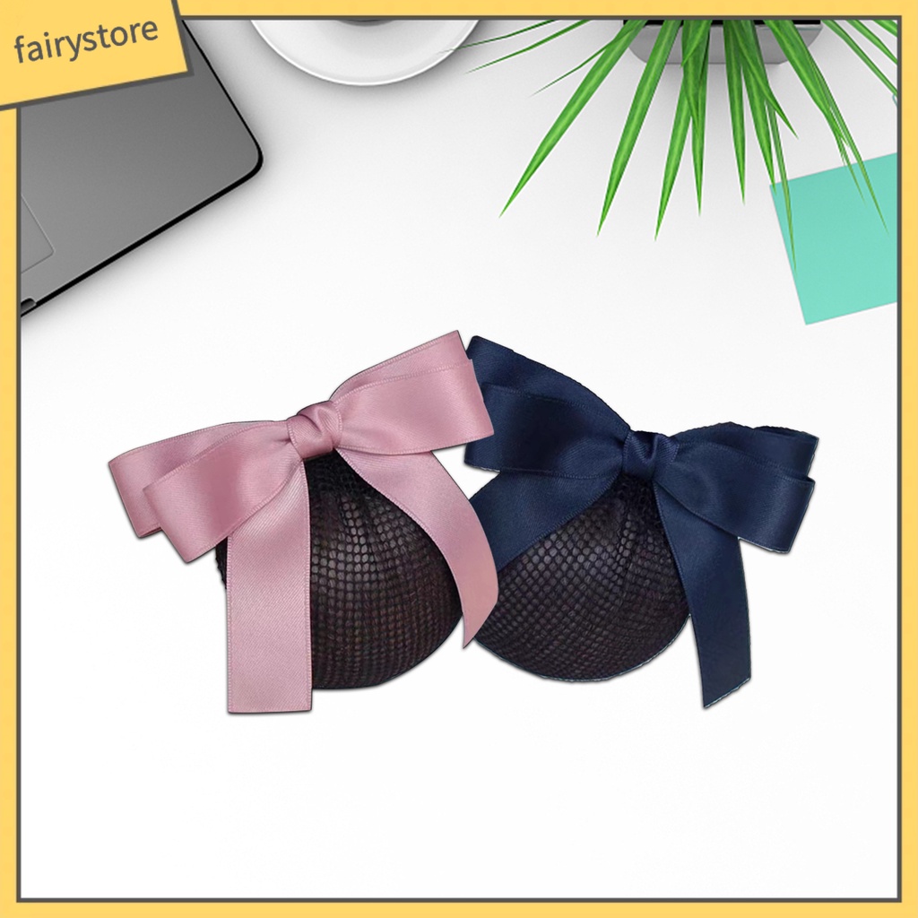 [FRO] Kẹp Tóc Lưới Thắt Nơ Màu Trơn Trang Trí Kiểu Lưới Cá Tính Chống Trượt Mềm Mại Dành Cho Nữ Tiếp Viên Hàng Không