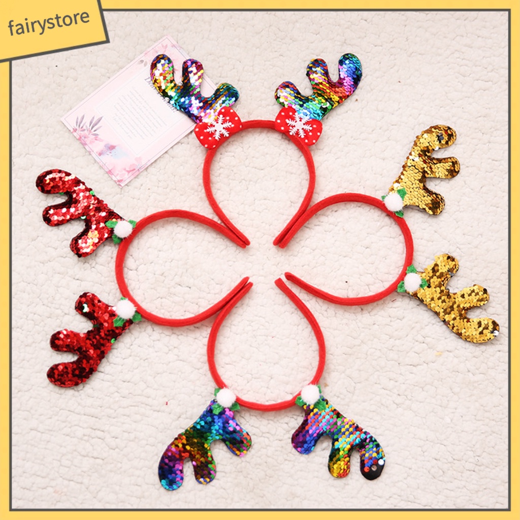 Băng Đô Cài Tóc Hình Sừng Hươu Đính Kim Sa Vui Nhộn Chống Mài Mòn Cho Người Lớn Và Trẻ Em