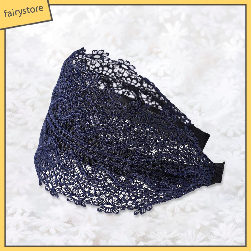 Băng Đô Ren Thêu Họa Tiết Có Răng Chống Trượt Phong Cách Retro Cho Nữ