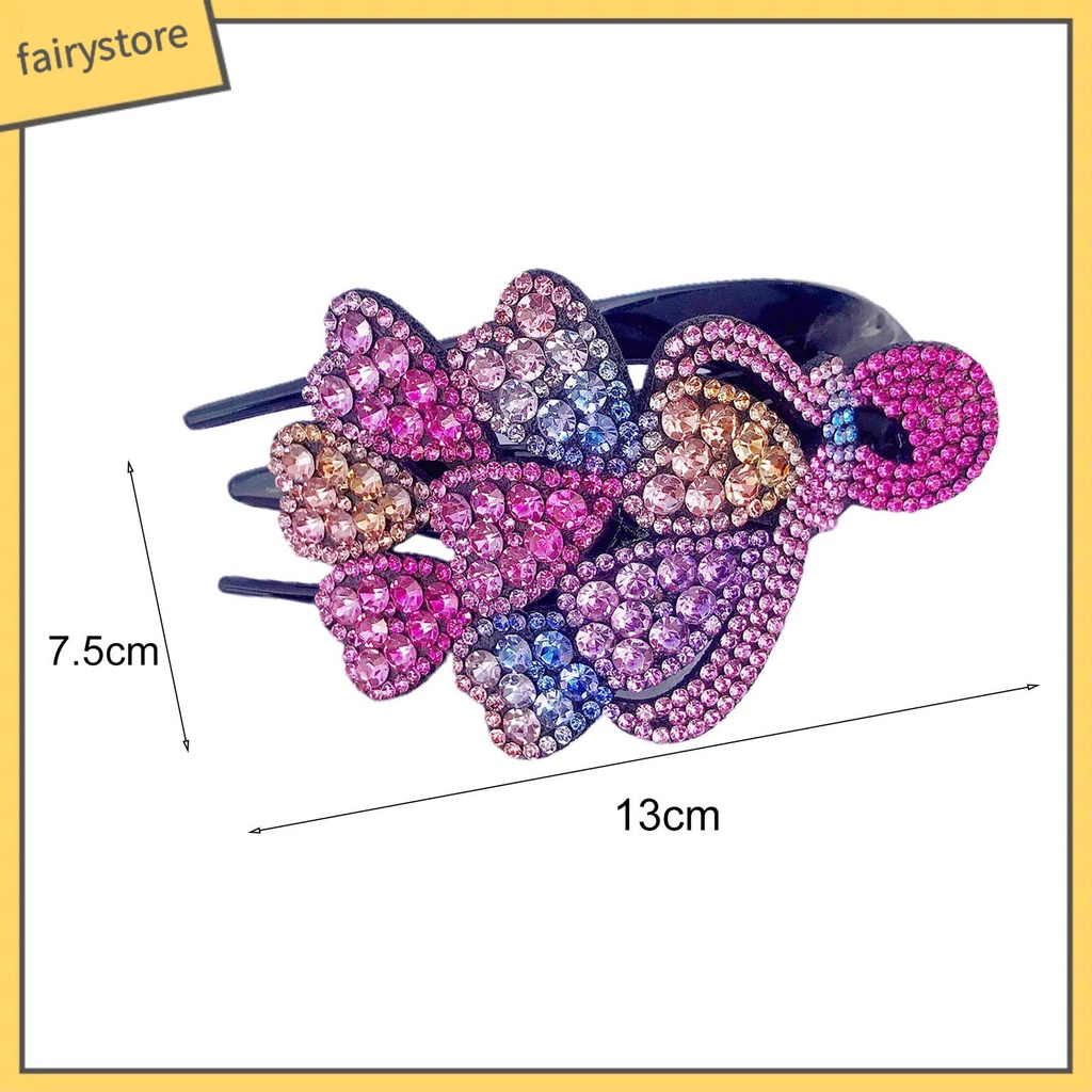 Kẹp Tóc Ba Răng Đính Đá Trái Tim Trang Trí Thanh Lịch Chống Trượt Cho Nữ