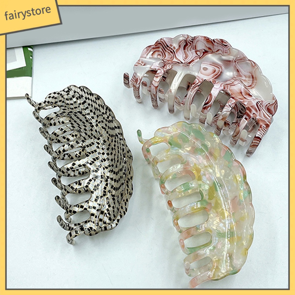 Kẹp Tóc Càng Cua Lớn Không Trượt Viền Rỗng Trơn Trang Trí Cổ Điển