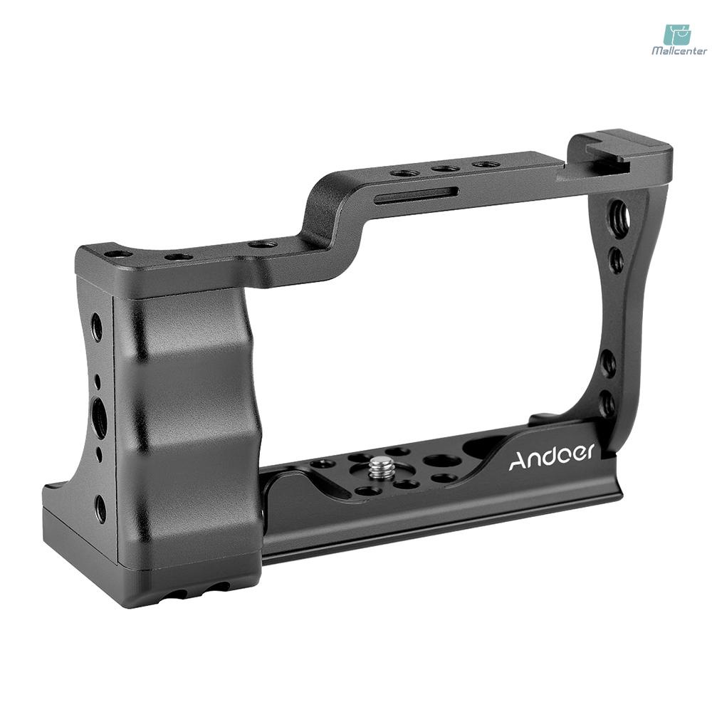 Andoer Camera Cage Aluminum Alloy with Cold Shoe Mount Compatible with  EOS M50/ M50 II DSLR Camera
