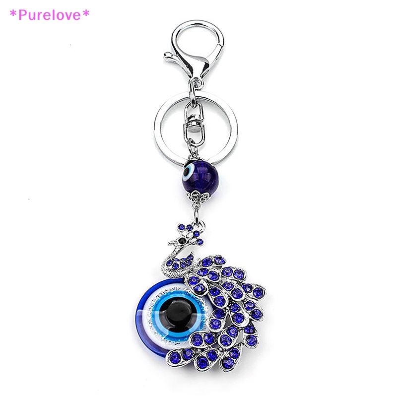 Móc Khóa Hình Chim Công Đính Pha Lê Xanh Dương Sáng Tạo Dành Cho Nữ Mới
