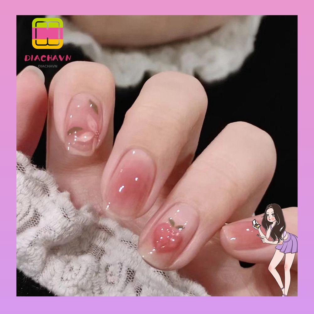 Hộp 24 Móng Tay Giả Ngắn / Tròn / Vuông Che Phủ Toàn Diện