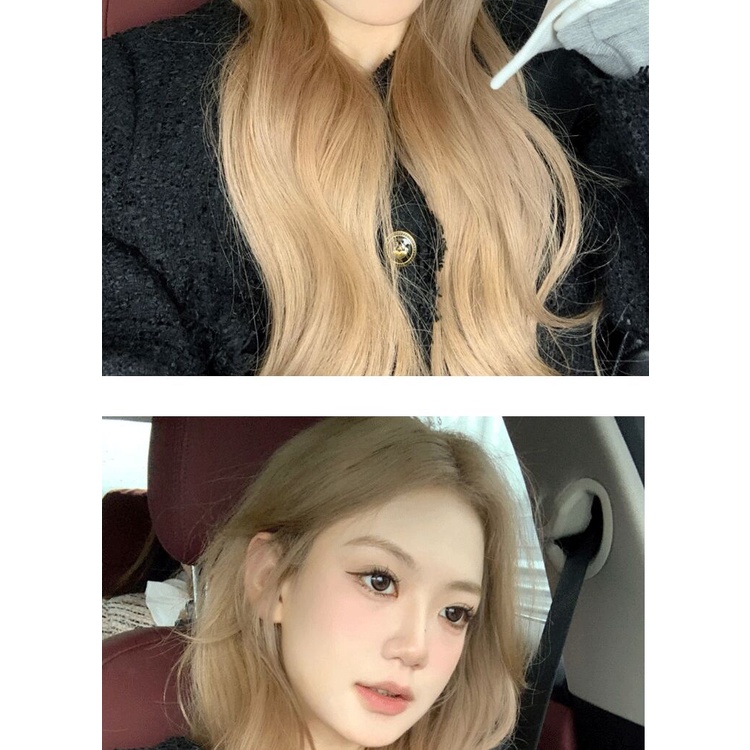 Tóc Giả Xoăn Gợn Sóng Lớn Màu Nâu Be Phong Cách Âu Mỹ zf601