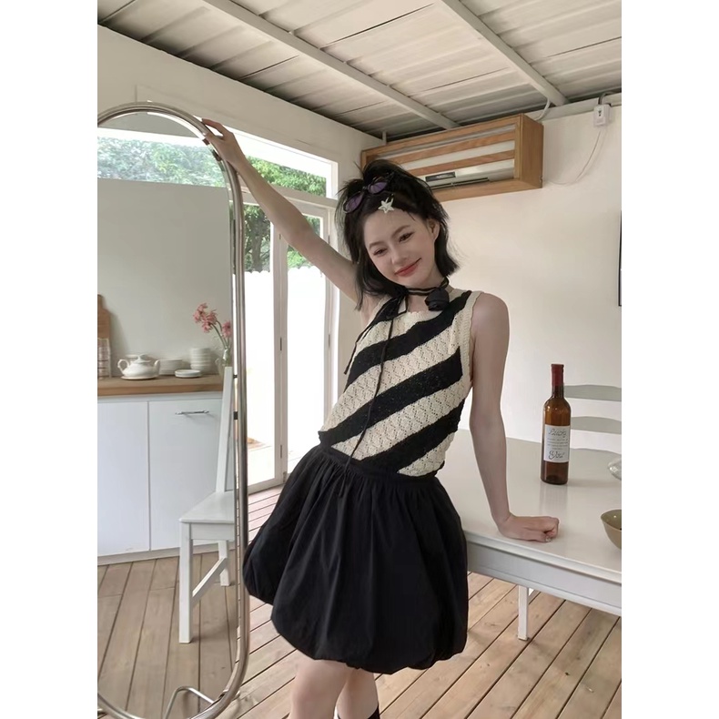 SUXI Áo Tank Top Dệt Kim Mỏng Sát Nách Dáng Rộng Thời Trang Mùa Hè Cho Nữ