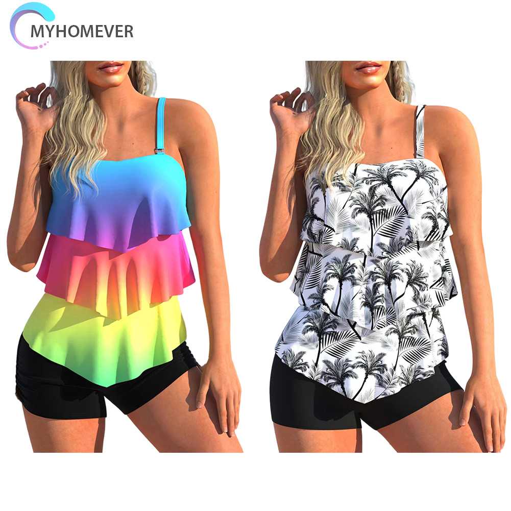 Bộ Đồ Bơi Hai Mảnh In Họa Tiết Kỹ Thuật Số Màu Gradient Thời Trang Cho Nữ