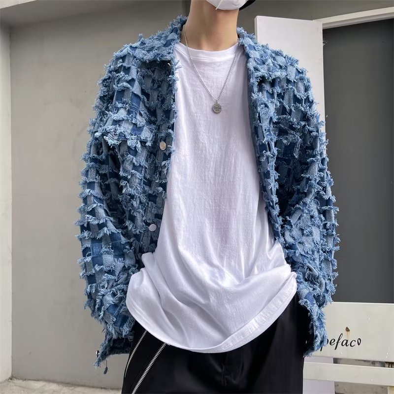 Áo Khoác Denim Cao Cấp Cảm Giác Chạm Cảm Giác Thời Trang Retro Mỹ Mùa Xuân Cho Nam