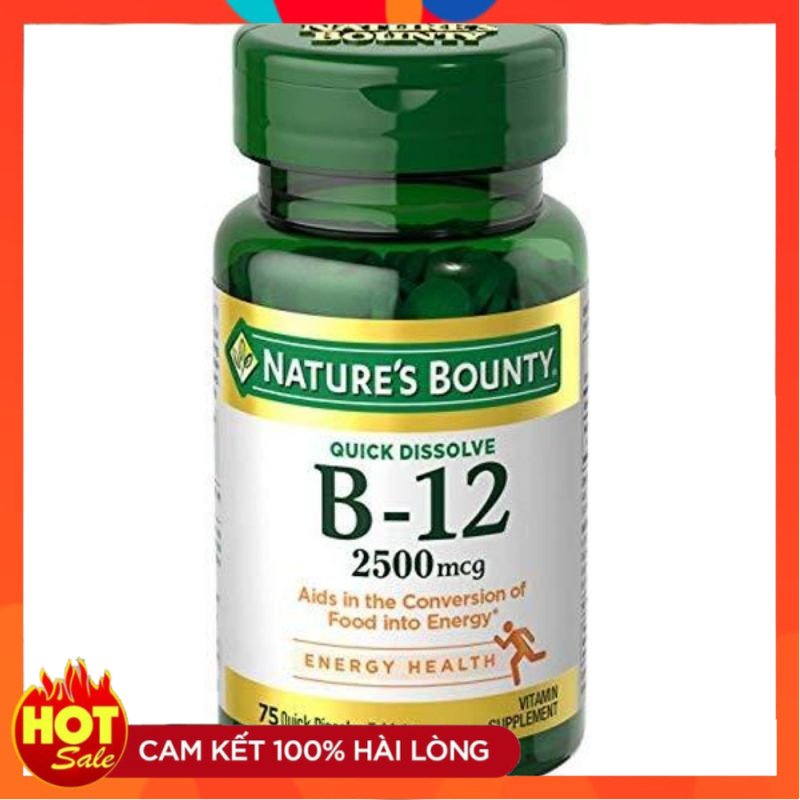 10/26 Viên bổ sung vitamin B12 Nature's Bounty B12 2500mcg 75 viên - Small Family