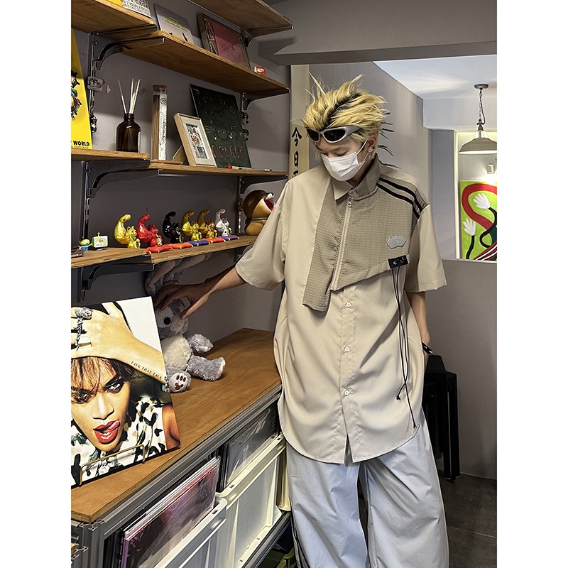 Áo Sơ Mi Tay Ngắn Dáng Rộng Phong Cách Đường Phố Mỹ Thời Trang Mùa Hè Cho Nam Và Nữ