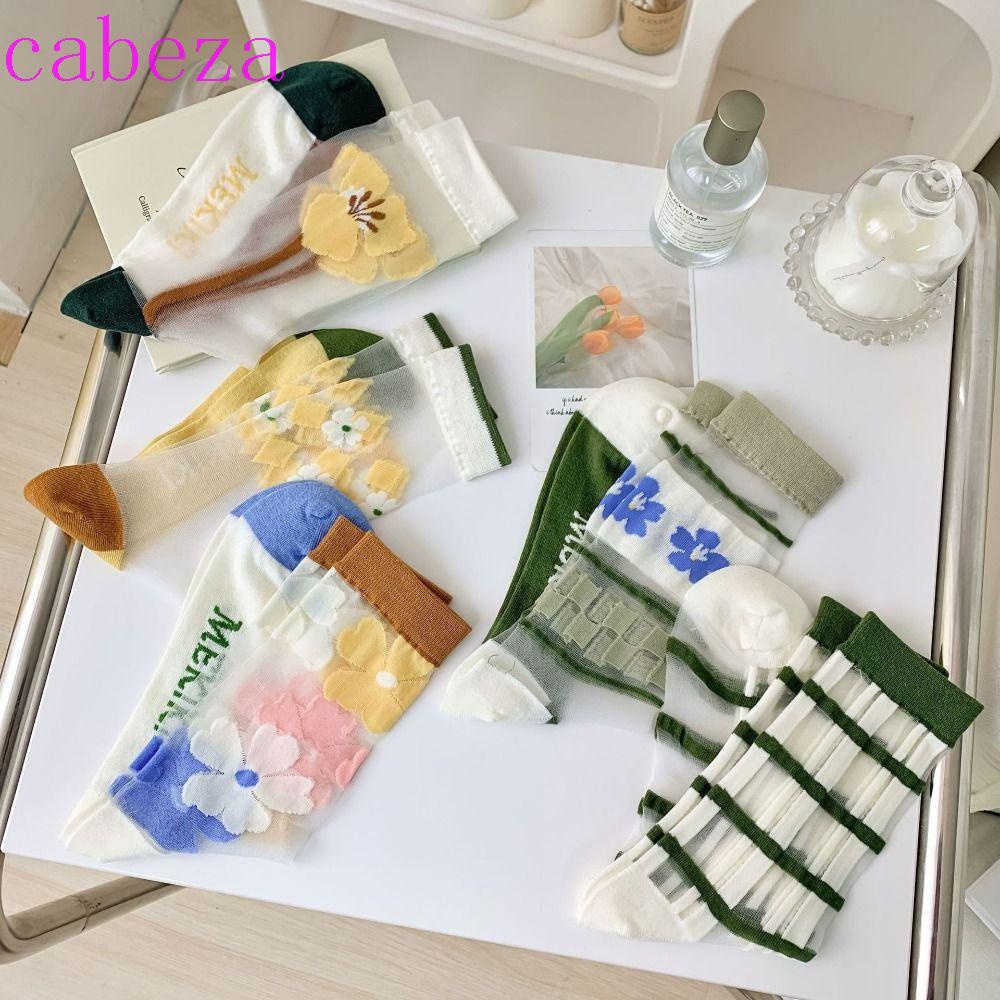 Vớ Cotton Lụa Mỏng Thấm Hút Mồ Hôi In Họa Tiết Hoa Dễ Thương Thời Trang Xuân Hè Cho Nữ