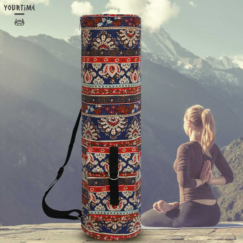 Túi Đựng Thảm Tập Yoga Bằng Vải Bạt In Họa Tiết Thời Trang Có Túi Đựng Cho Nam &amp; Nữ