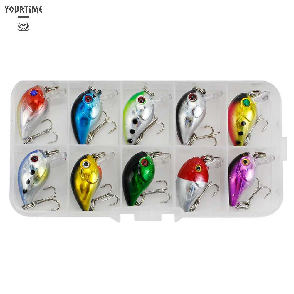 Set 10 Mồi Giả Nhử Cá Bằng Nhựa Gắn Kèm Móc Câu