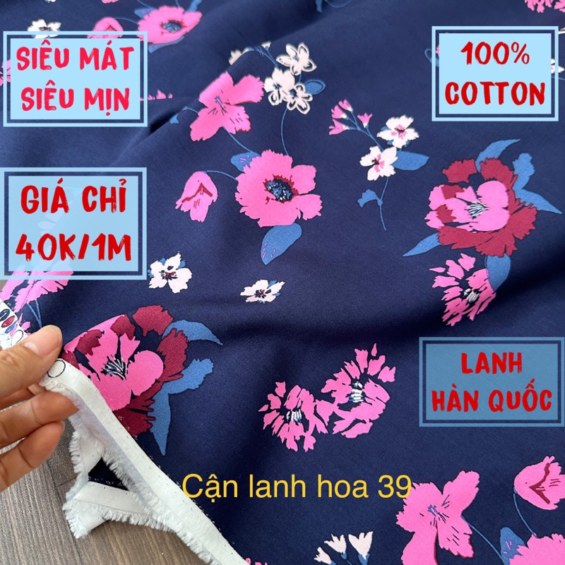 Vải lanh xuất khẩu hoa số 39- đẹp nhất- mát nhất- không nhăn- may váy bộ mùa hè cho mẹ