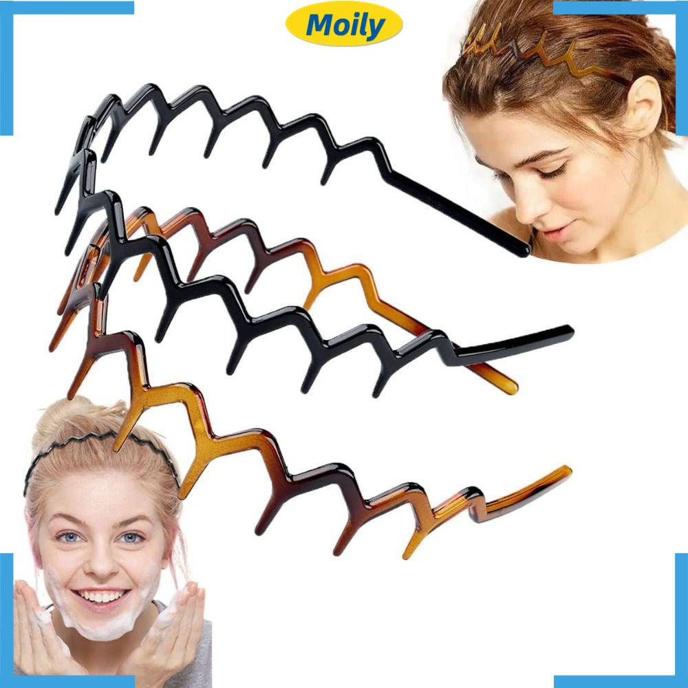 Băng Đô Cài Tóc Rửa Mặt Trang Điểm Họa Tiết Zigzag Cho Nam Và Nữ