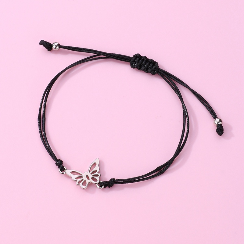 Ygt Set 2 Vòng Tay Dây Bện Phối Mặt Hình Bướm Có Thể Điều Chỉnh Được