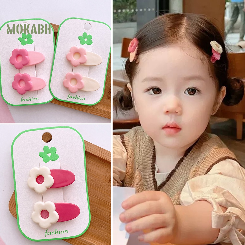 1 Cặp Kẹp Tóc Họa Tiết Hoa Hoạt Hình Màu Sắc Ngọt Ngào Chống Trượt Trọng Lượng Nhẹ
