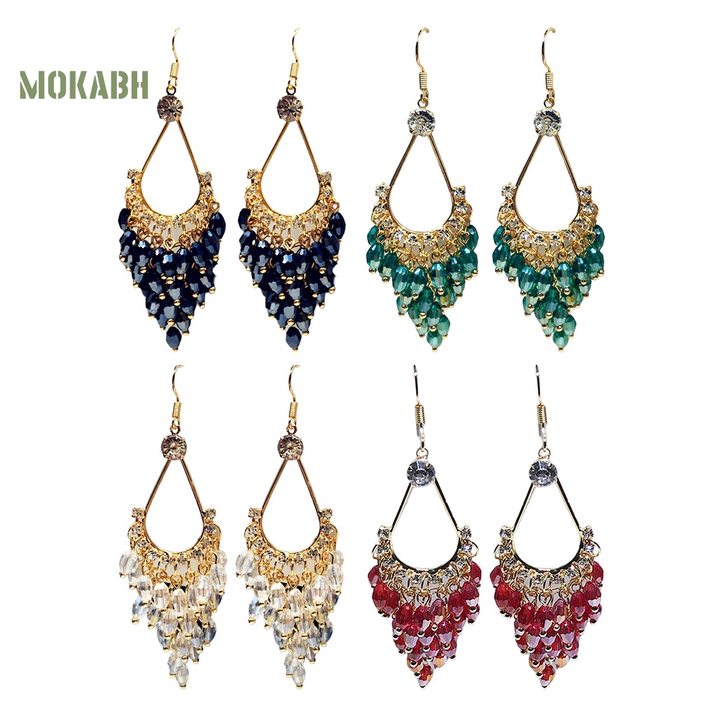 1 Đôi Bông Tai Đính Pha Lê Giả Cao Cấp Phong Cách Bohemia Dành Cho Nữ