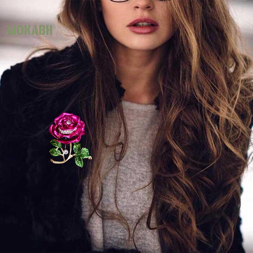 Ghim Cài Áo Hình Hoa Hồng Đính Đá Phong Cách Vintage Thời Trang Cho Nữ