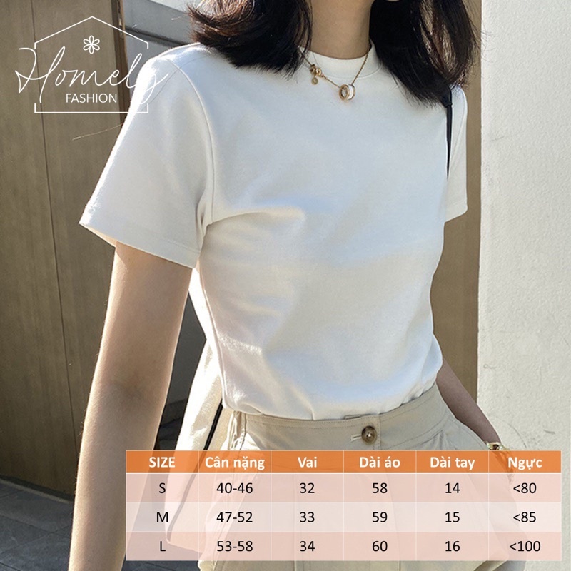 Áo thun trơn nữ cổ tròn cộc tay dáng vừa basic Chely cao cấp, áo phông trơn nữ O UNi cotton , phù hợp mọi lứa tuổi | BigBuy360 - bigbuy360.vn