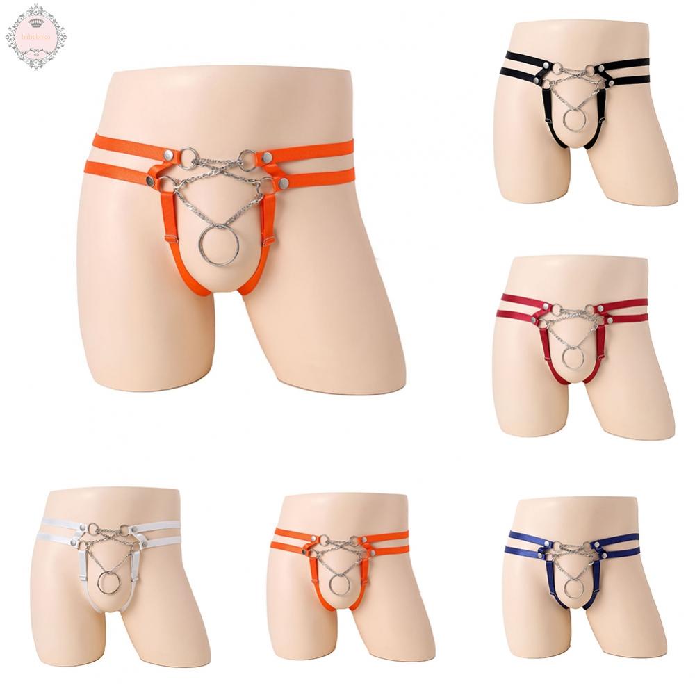 Mens Underwear Crotchless G-String Jockstrap Lingerie O Ring Hole Open Sheath