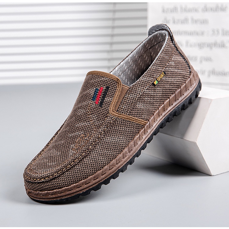 Giày Lười Vải Nam, Thoáng Khí, Đế Mềm, Chống Trơn Trượt G200