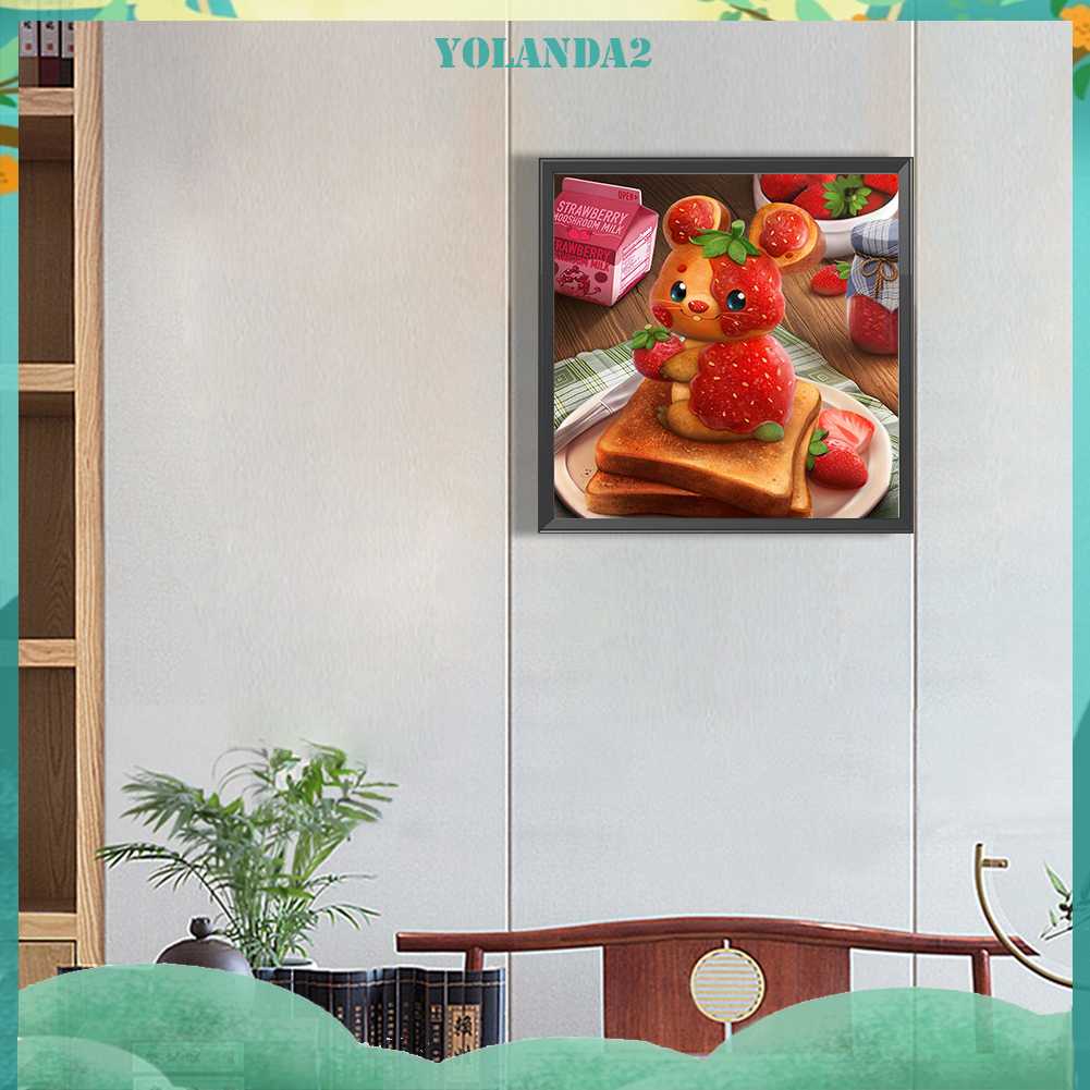 Tranh Đính Đá Kim Cương Toàn Bộ 5D DIY Hình Vẽ Thỏ Dâu Tây