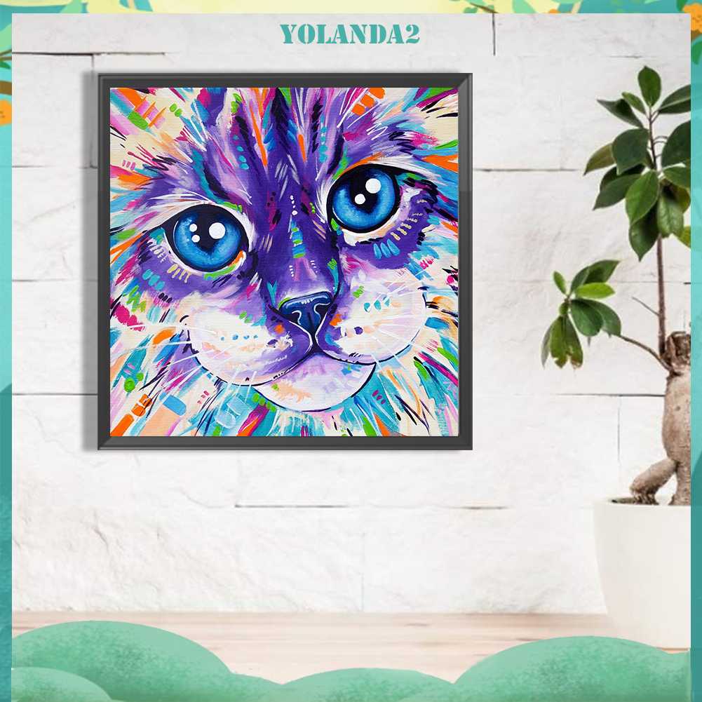 Tranh Đính Đá Kim Cương Toàn Bộ 5D DIY Hình Vẽ Mèo Trang Trí Nhà Cửa