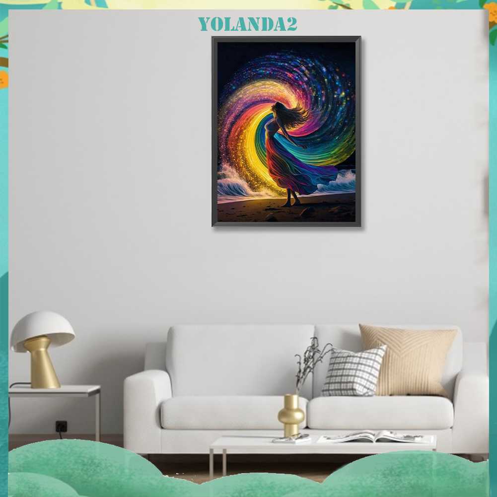 Tranh Đính Đá Kim Cương Toàn Bộ 5D DIY Hình Nữ Thần Cầu Vồng