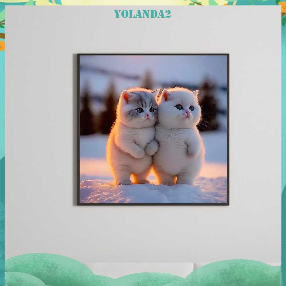 Tranh Đính Đá Kim Cương Toàn Bộ 5D DIY Hình Vẽ Mèo Trang Trí Nhà Cửa