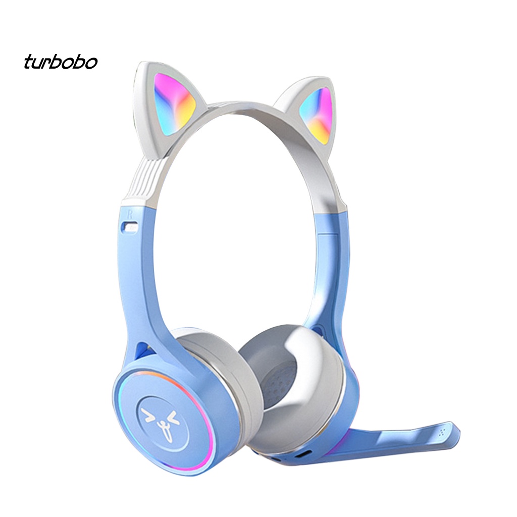 Tai Nghe Chụp Tai Bluetooth Không Dây Hỗ Trợ Thẻ TF RGB Flash Hình Tai Mèo Dễ Thương Cho Trẻ Em