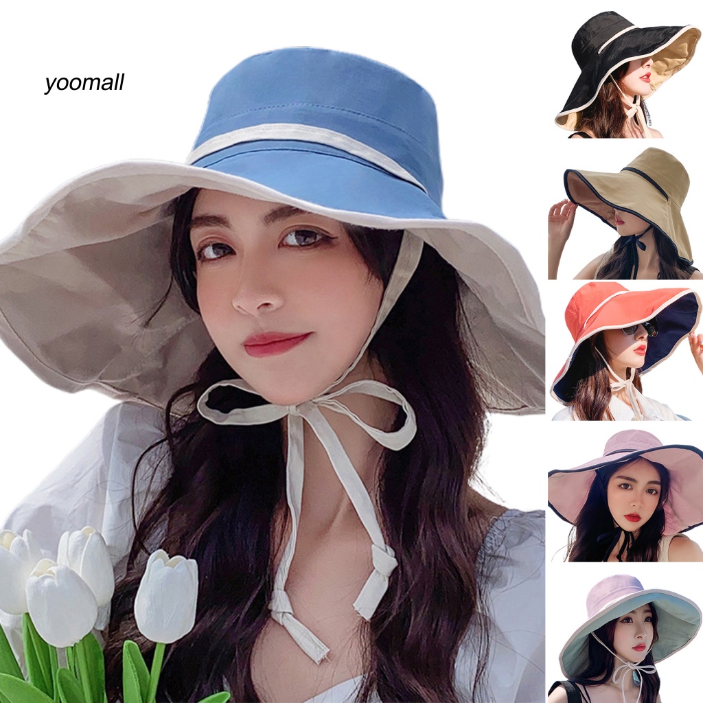 Mũ Chống Nắng Hai Mặt Mềm Mại Thoáng Khí Thoải Mái Thời Trang Mùa Hè Cho Nữ