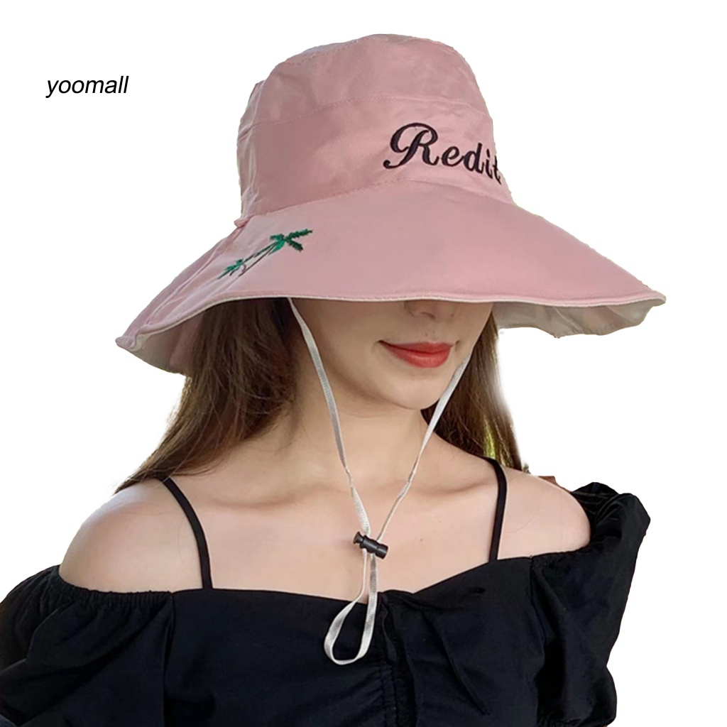 Nón Vành Tròn Dây Rút In Họa Tiết Cây Cối Thời Trang Cho Nữ