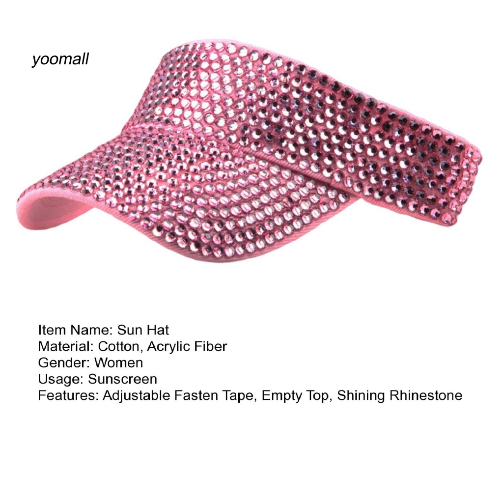 Mũ Lưỡi Trai Hở Chóp Đính Đá Lấp Lánh Có Thể Điều Chỉnh