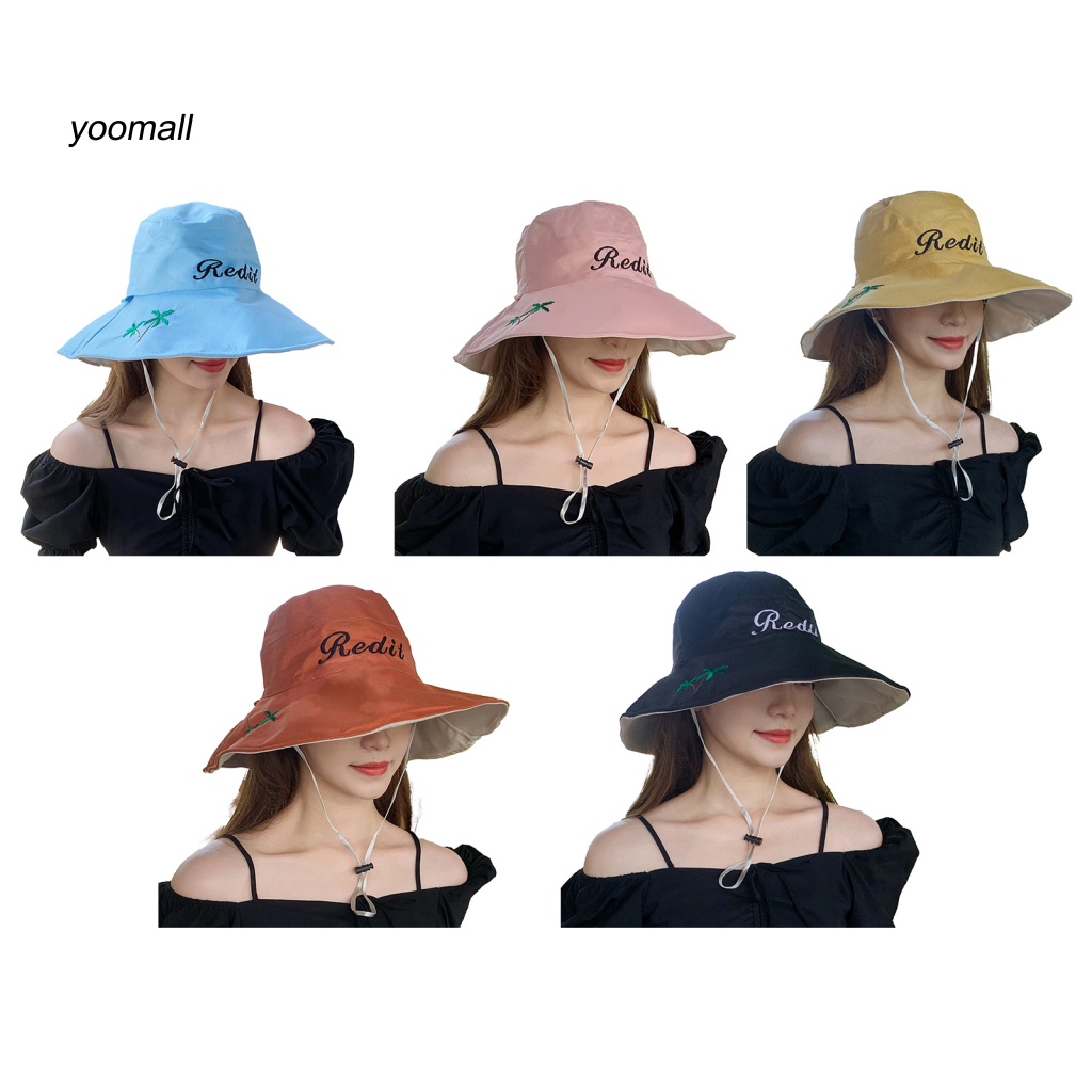 Nón Vành Tròn Dây Rút In Họa Tiết Cây Cối Thời Trang Cho Nữ