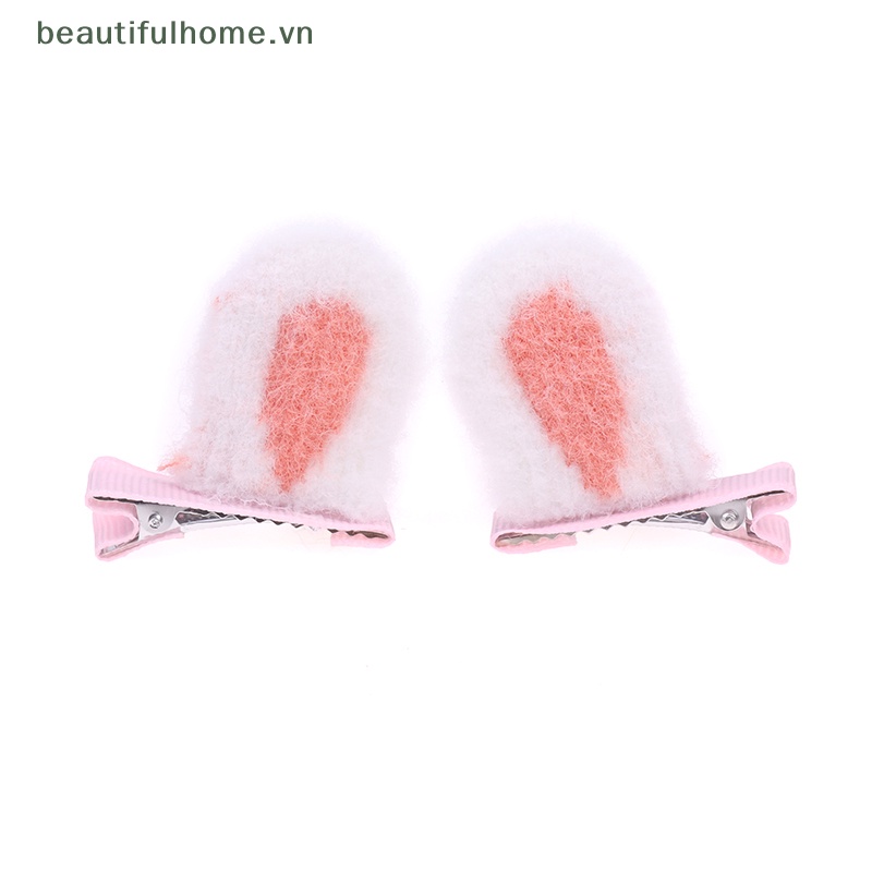 Kẹp Tóc Tai Thỏ Phủ Lông Nhung Dễ Thương Xinh Xắn